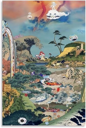 yuZijIAng Kanye West Kidu - Póster infantil con diseño de "See Ghosts" para niños, cubierta de álbum, lienzo, pintura, decoración de pared,