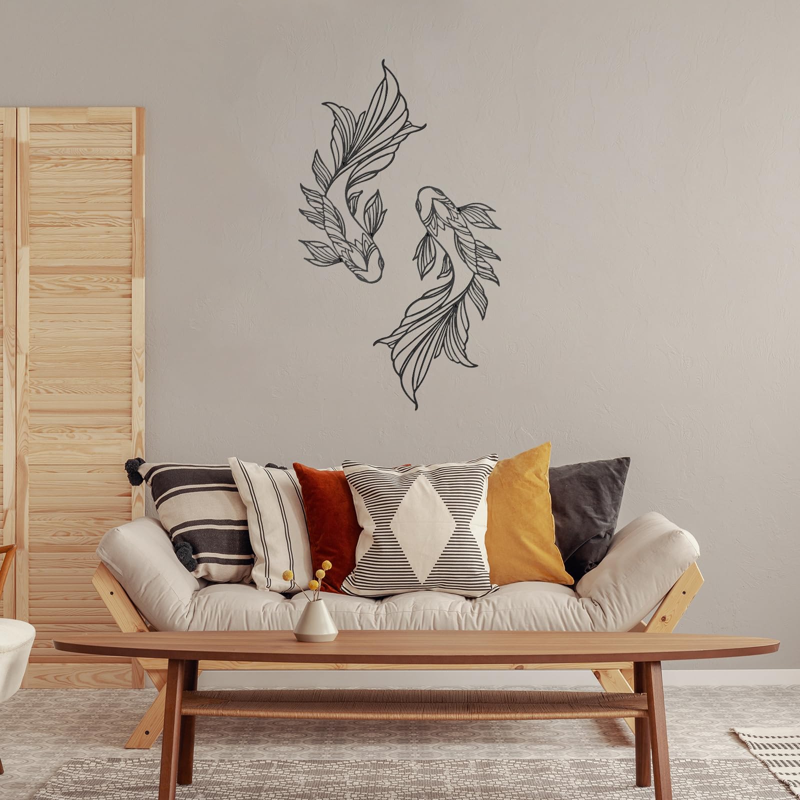 Tandefio 4 Decorazioni Da Parete In Metallo A Forma Di Pesce Koi, 30x16 Cm, Design Feng Shui, Per Esterni E Interni - 2