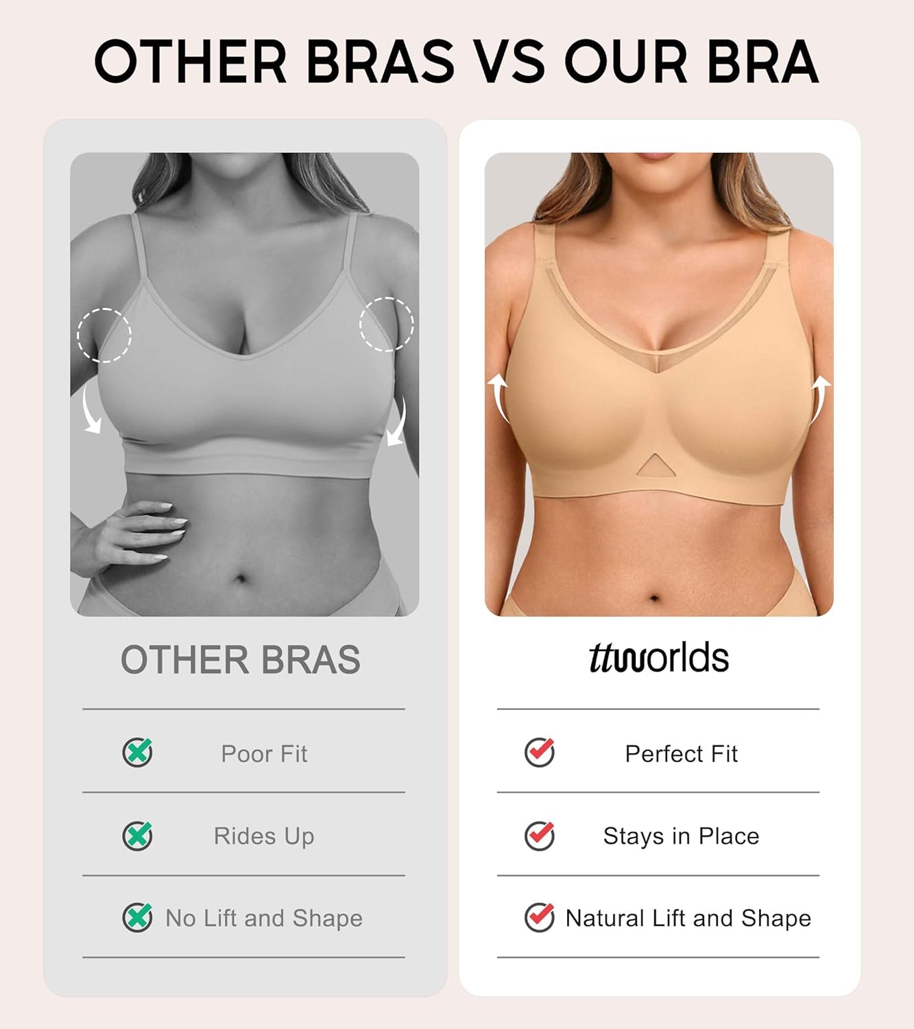 Wireless Bras for Women No Underwire Plus Size Supportive Full Coverage Padded Minimizer Bra Comfortable Seamless Push Up Bralette for Large Breast Skin XX-Large - Image 6