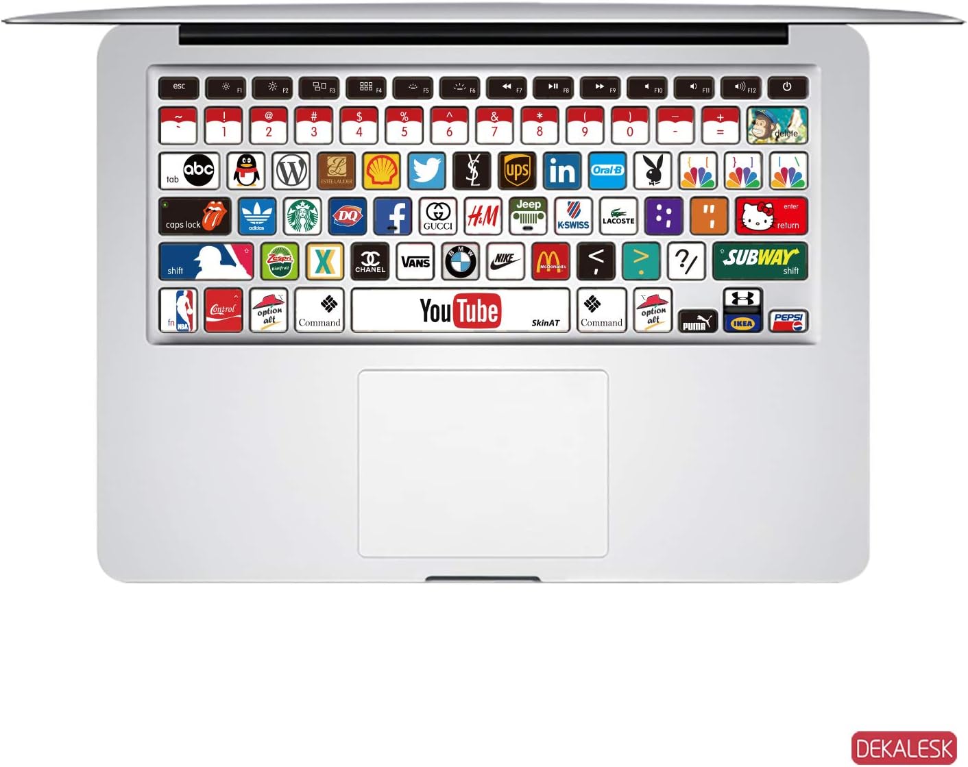 DEKALESK MacBook KeyBoard Sticker for Air 13" Water-Proof Cover Decals Individual Keys Skin For Retina 2018 (1-MacBook General, 2-Logo)
