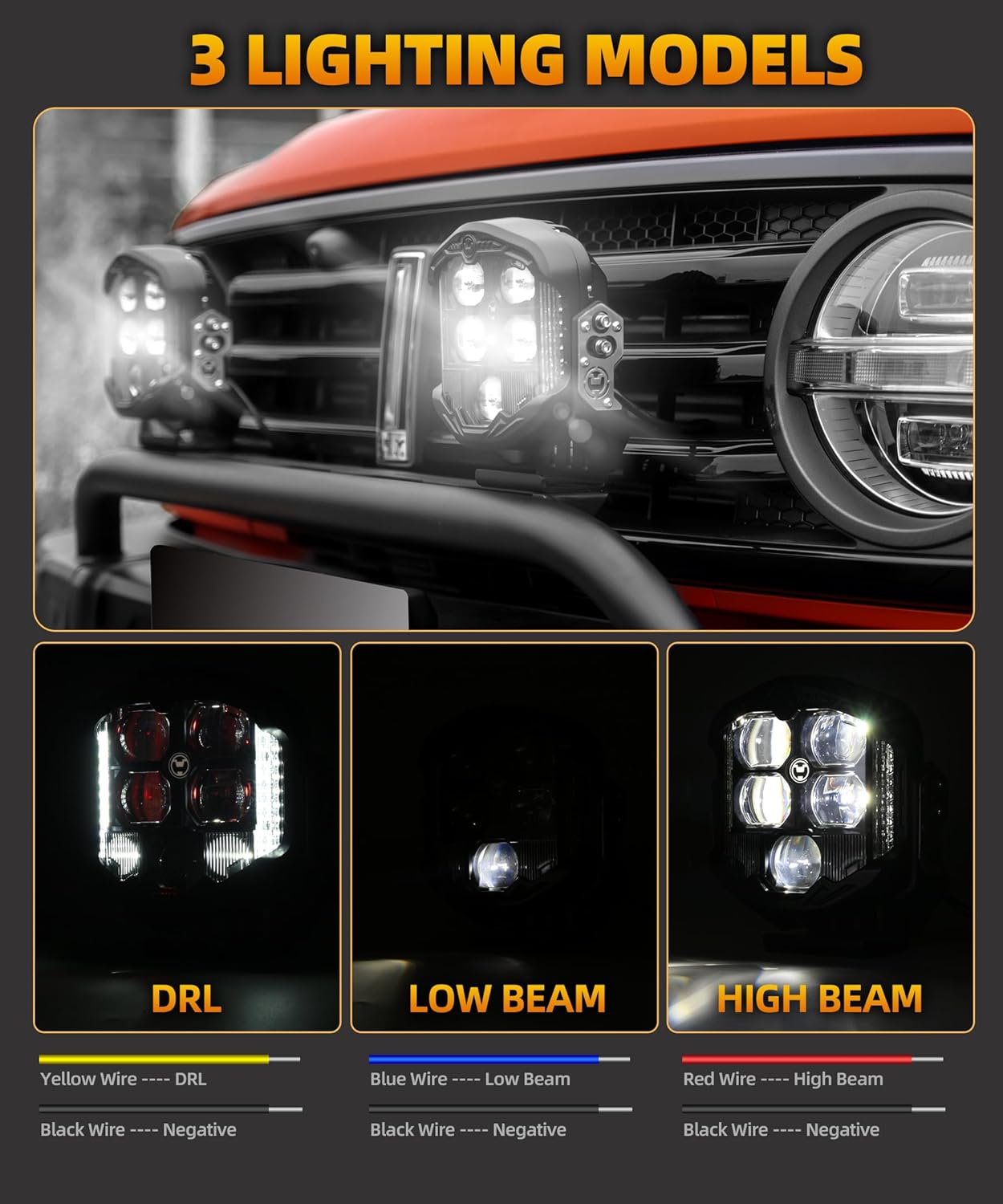 7 Inch Round Offroad Light 1 pcs Side Shooter 95W LED White DRL Spot Flood Combo Beam Driving Lights 10800LM Fog Light Waterproof Pod Light for Wrangler Pickup Truck 4x4 UTV ATV
