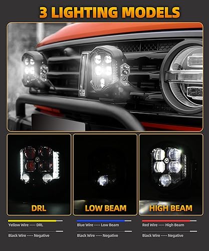 Miniatura 2 de Riasdy Luz redonda todoterreno de 7 pulgadas, 1 unids tirador lateral 95 W LED blanco DRL Spot Flood Combo Beam luces de conducción 10800LM luz