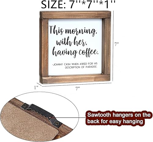 Miniatura 6 de SIMPLY ANI Letreros rústicos de café de granja, decoración de cocina pequeña con cita romántica, 7 x 7 pulgadas