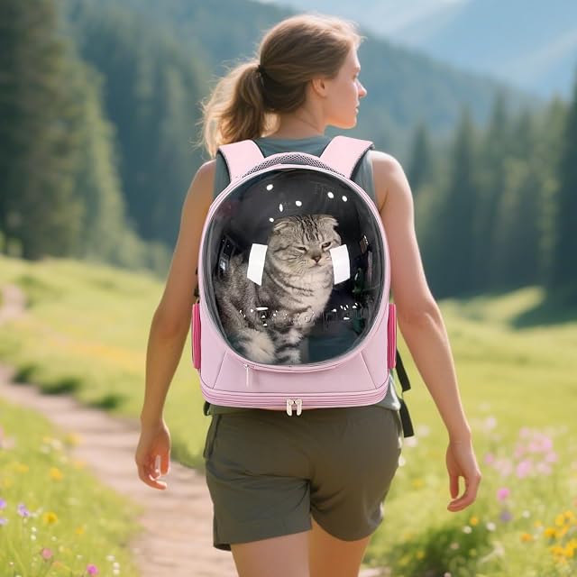 Foto 2 de 6 de PETCUTE Mochila Transportín Perro,Mochilas para Gatos y Perro,Cápsula Espacial,Bolsa para Mascotas Portátil…