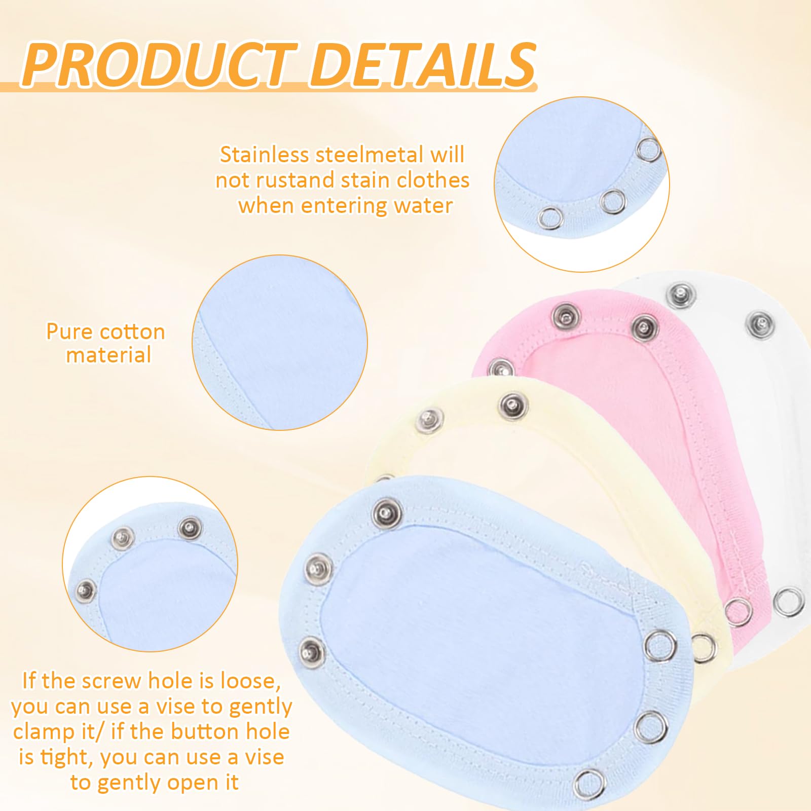 8 PCS Alargador Body Bebe Extensor Body Bebe para Recién Nacidos Ajustable Extensores Mono para Bebé Extensión Body BotóN A PresióN Extensible Longitud Ajustable Adecuado Botones a PresióN de Metal — view 2