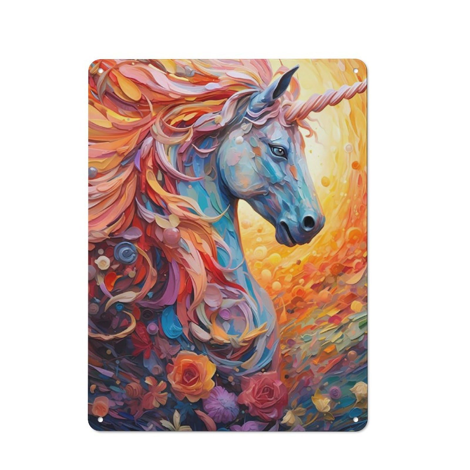 Junmoney Unicorn Colorful Metal Sign 40X30cm With For Hallway Wall, Vintage Decor, For Garage, Workshop And Man Cave Decoration