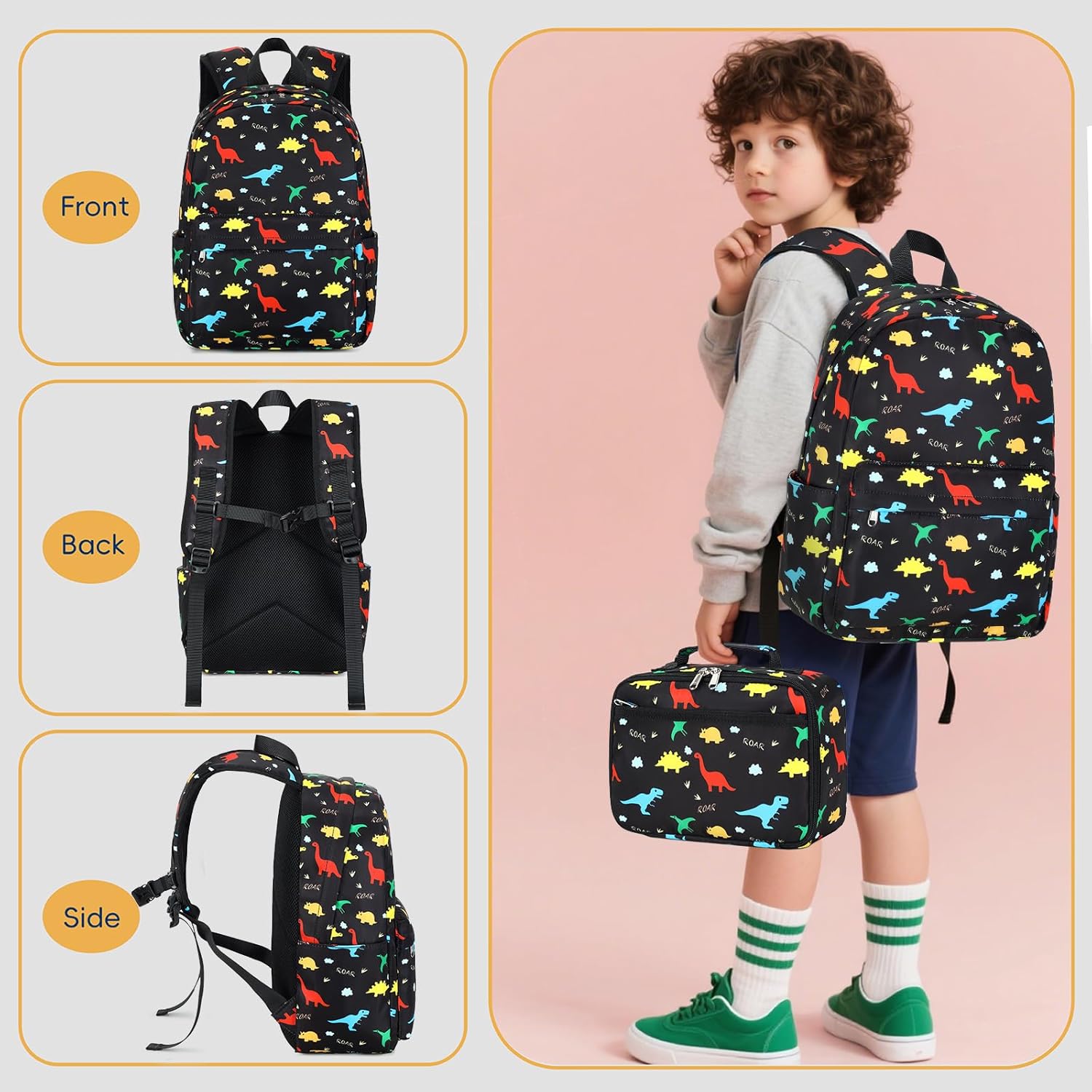 CAMTOP Backpack for Kids, Boys Girls Preschool Backpacks with Lunch Box Toddler Kindergarten School Bookbag Set - Image 2