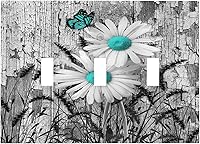 Vista 51 de Cubierta de Pared de Interruptor y Toma de Corriente de 1 Gang de Patrón Texturizado de Mármol Turquesa Oscuro Azul Gris Moderno Abstracto de Lujo