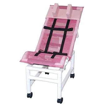 MJM International 191-LC-HB Reclining Bath Chair Large with Head Bolster, Royal Blue/Forest Green/Mauve