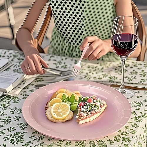 Miniatura 6 de Platos y tenedores de papel para fiesta de cumpleaños, 50 platos de postre de papel de 7 pulgadas y 50 tenedores de plástico de 6.3 pulgadas, platos