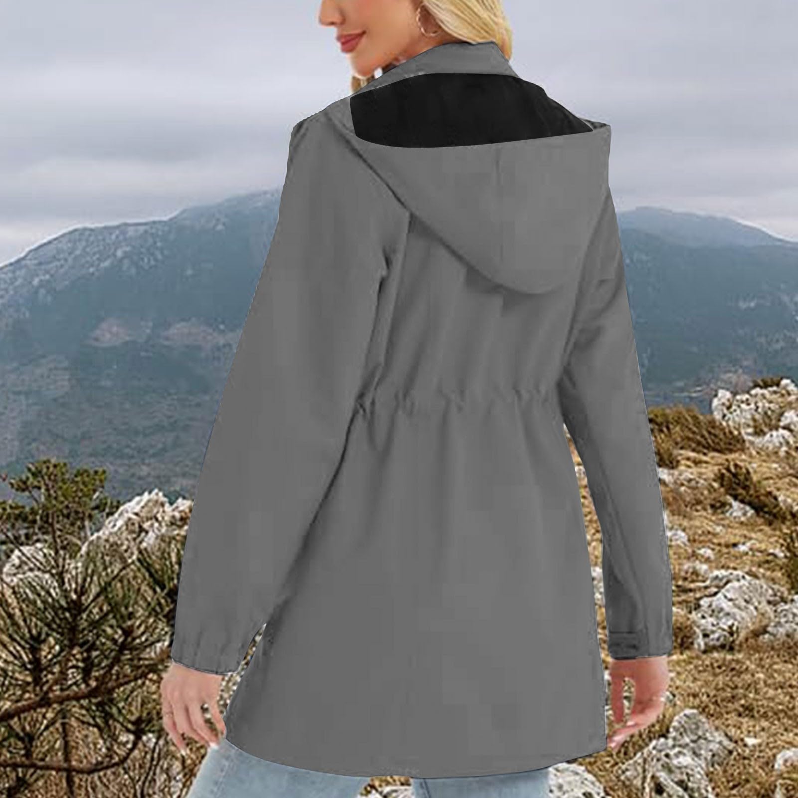 Chaqueta Impermeable Transpirable Para Mujer, Softshell, Liso, Plegable, Con Capucha, Cortavientos, Senderismo, Primavera Y Otoño. Abrigo Azul Pelo Capa De Lluvia Mujer Capucha Espesar