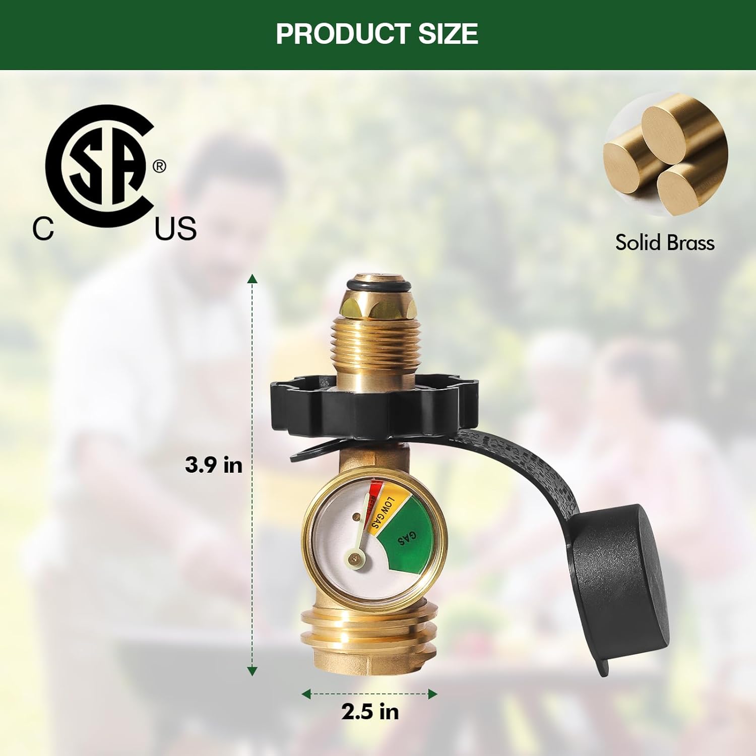 Universal Fit POL Propane Tank Gauge Level Indicator, 2 Pack Propane Gas Gauge for 100 lb LP Propane Tank Converts POL Gas Tank Service Valve to QCC1 / Type 1, Solid Brass