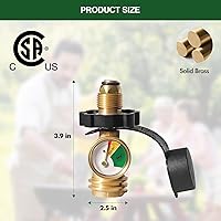 Vista 6 de Adaptador de tanque de propano de 100 libras con medidor, medidor de tanque de propano POL de ajuste universal convierte la válvula de servicio