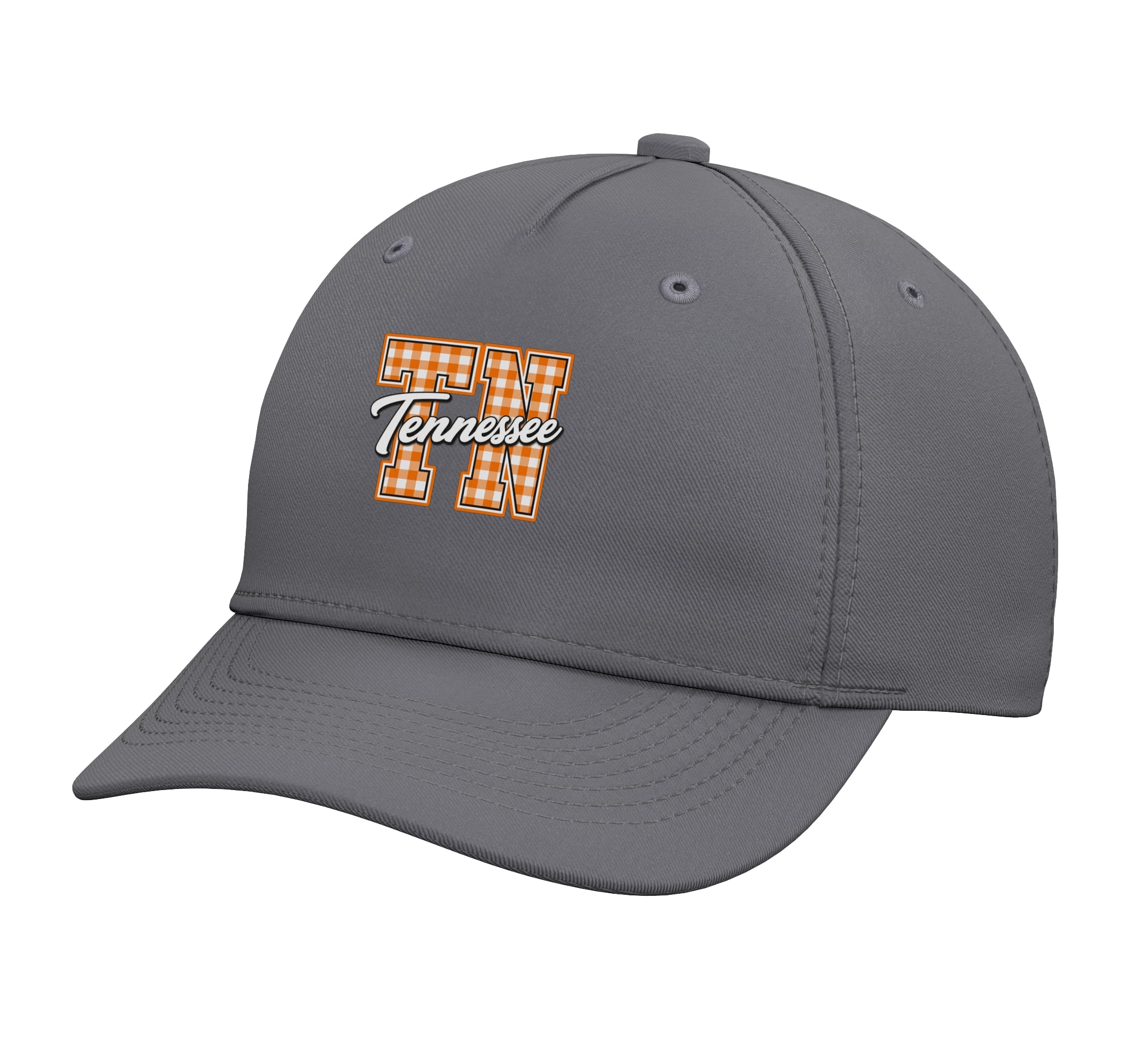 TN Text Orange Print Retro Tennessee Design Men Women Kids Adjustable Printed Baseball Hat, Slate Grey