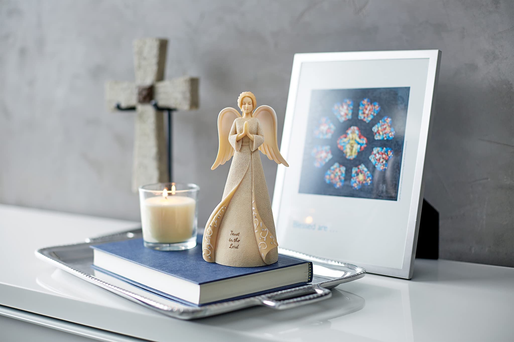 Enesco Foundations Grandmother Heart Is A Garden Angel Figurine, 7.68 Inch, Multicolor