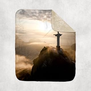 3dRose Christ The Redeemer on Corcovado Mountain, Brazil. Sherpa Lined Blanket