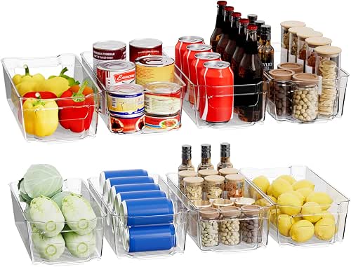 Clear Fridge Organizer, Refrigerator Organizer Bins with Handle, Freezer, Kitchen