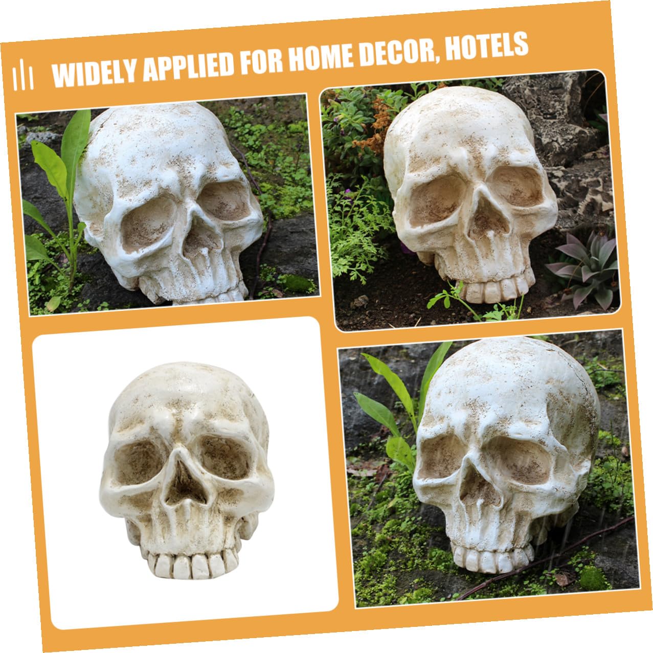 SOLUSTRE Halloween Realistyczna Czaszka Dekoracyjna z Żywicy Ozdoba Przyjęcia i Domowe Halloweenowe Dekoracje Gotycki Model Czaszki Do Imprez i Aranżacji Wnętrz
