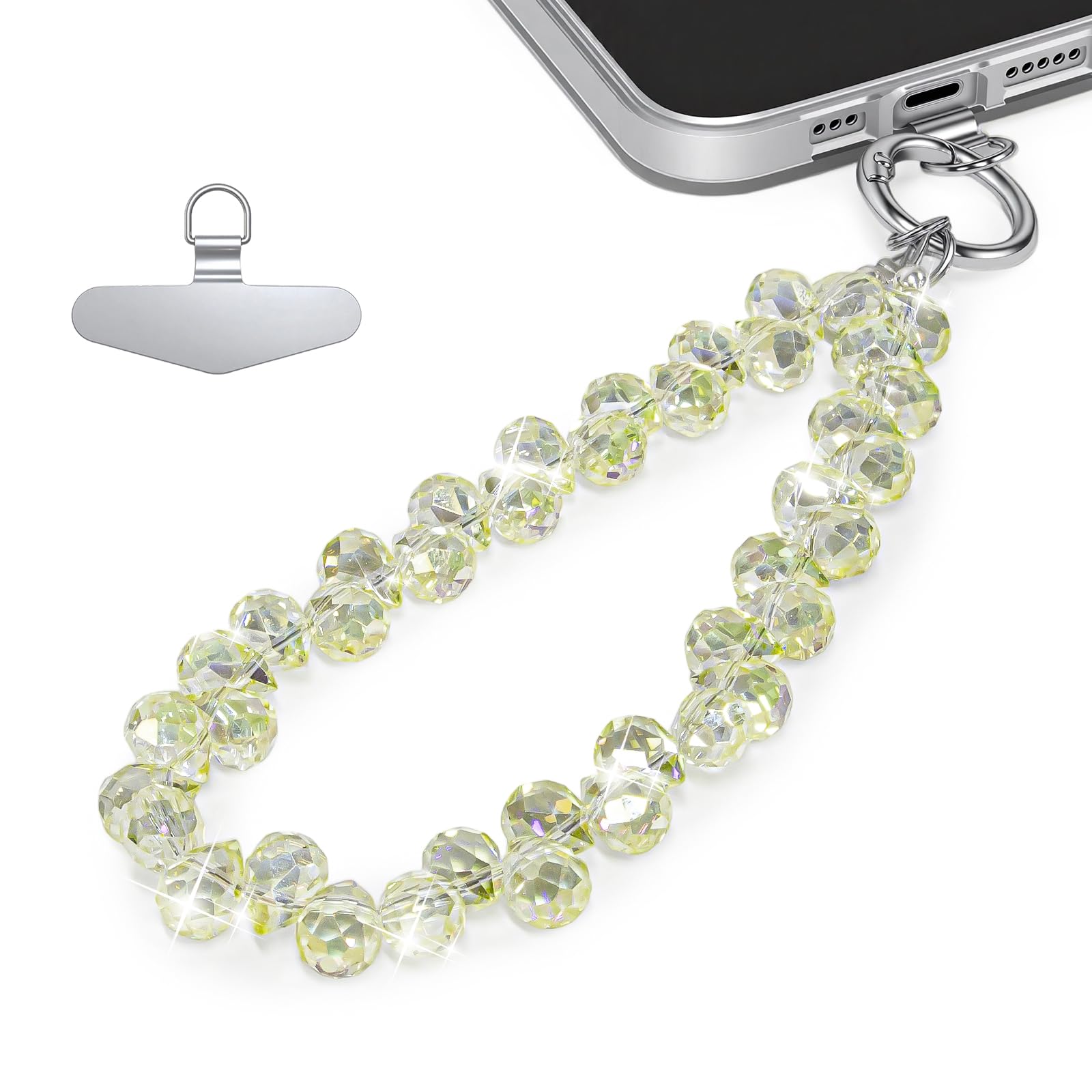 TENOC Beaded Phone Wrist Strap, Light Yellow