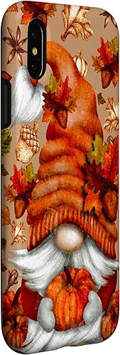 Miniatura 9 de Funda para iPhone 11 con diseño de calabaza de gnomo marrón con diseño de hojas de otoño
