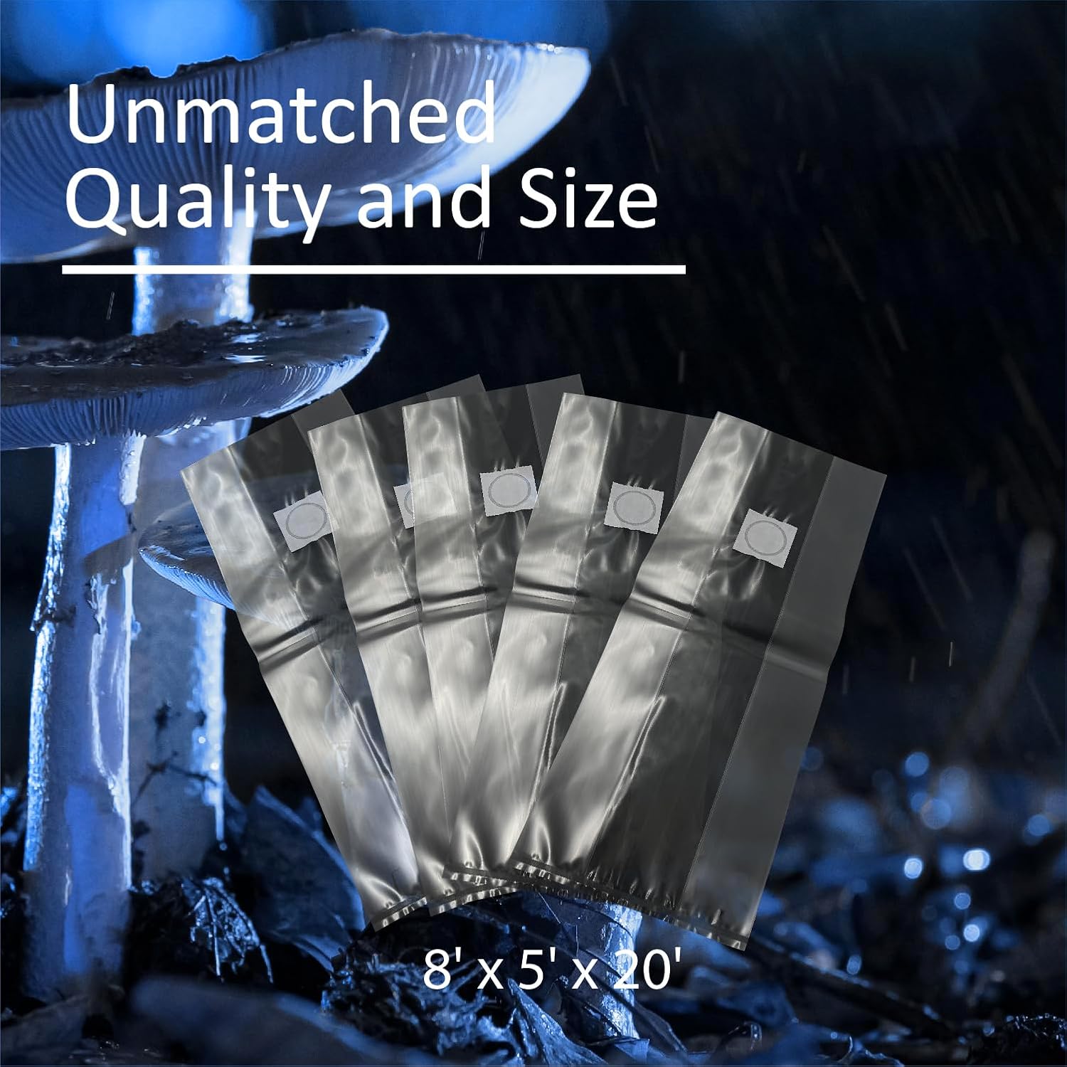 FGI 50 Ace of Spades Premium Quality Mushroom Spawn Filter Grow Bags. 8mil Polypropylene Heaviest Duty, Won't Break, Extra Large 20" x 8" x 5"