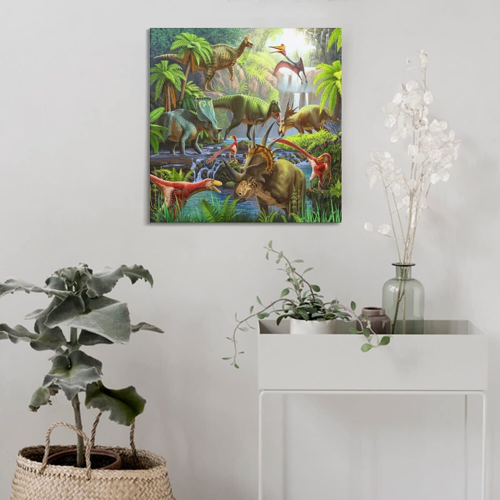 BITTU Dinosaurs Jungle Volcano Digital Print by David Tex