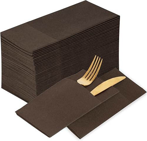 Vista 77 de KAMMAK Servilletas desechables de color verde oscuro con paño de bolsillo como servilletas de papel para cena, paquete de 100 toallas de mano
