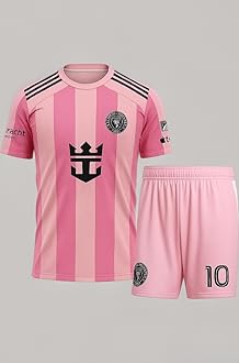 Messi 10 Football Jersey Tshirt 2024 with Printed Shorts for (Men,Kids & Boys)(Medium 38,Multicolor-008)