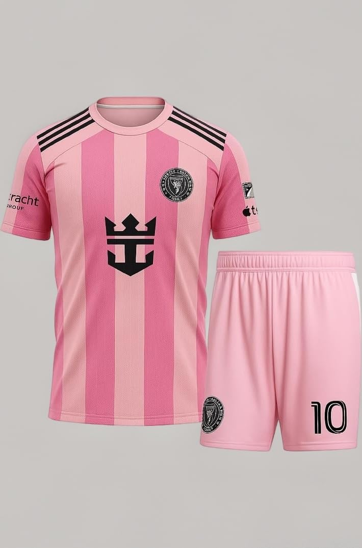 RJM Messi 10 Football Jersey Tshirt 2024 with Printed Shorts for (Men,Kids & Boys)(11-12Years,Multicolor-008)