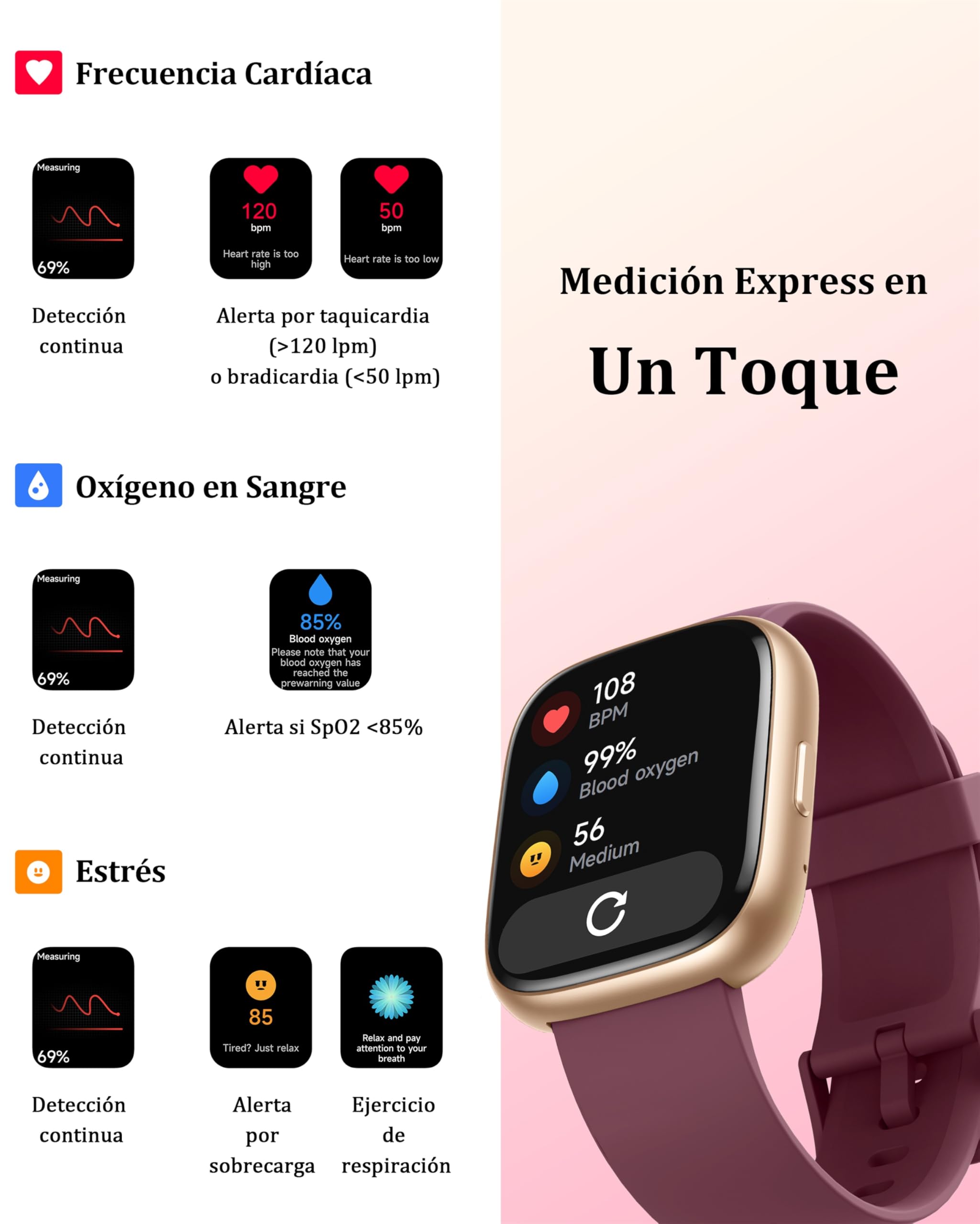 KALINCO Reloj Inteligente Mujer Hombre con Alexa, IP68 Smartwatch Deportivo Recibir Whatsapp y Llamadas, Podómetro Monitor Estrés, Sueño y Ritmo Cardíaco Drenaje de Agua Reloj Mujer Android iOS