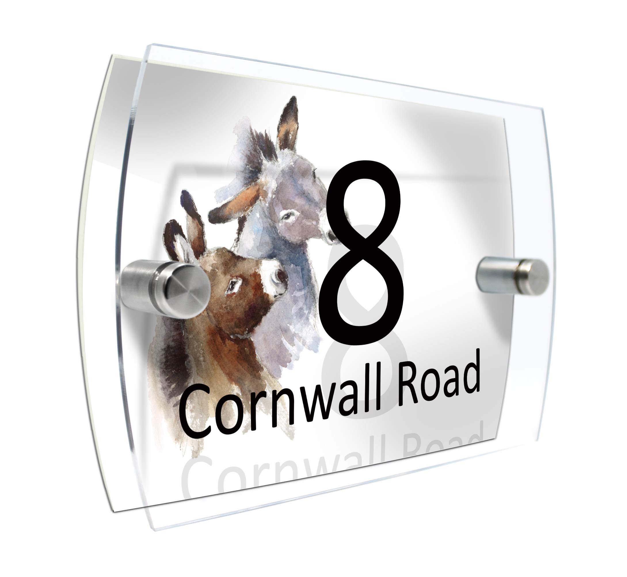 Colourbat Watercolour Animals Personalised Modern House number Sign Name and Number Street Wall Plaque (Farm Animals) โ image 1