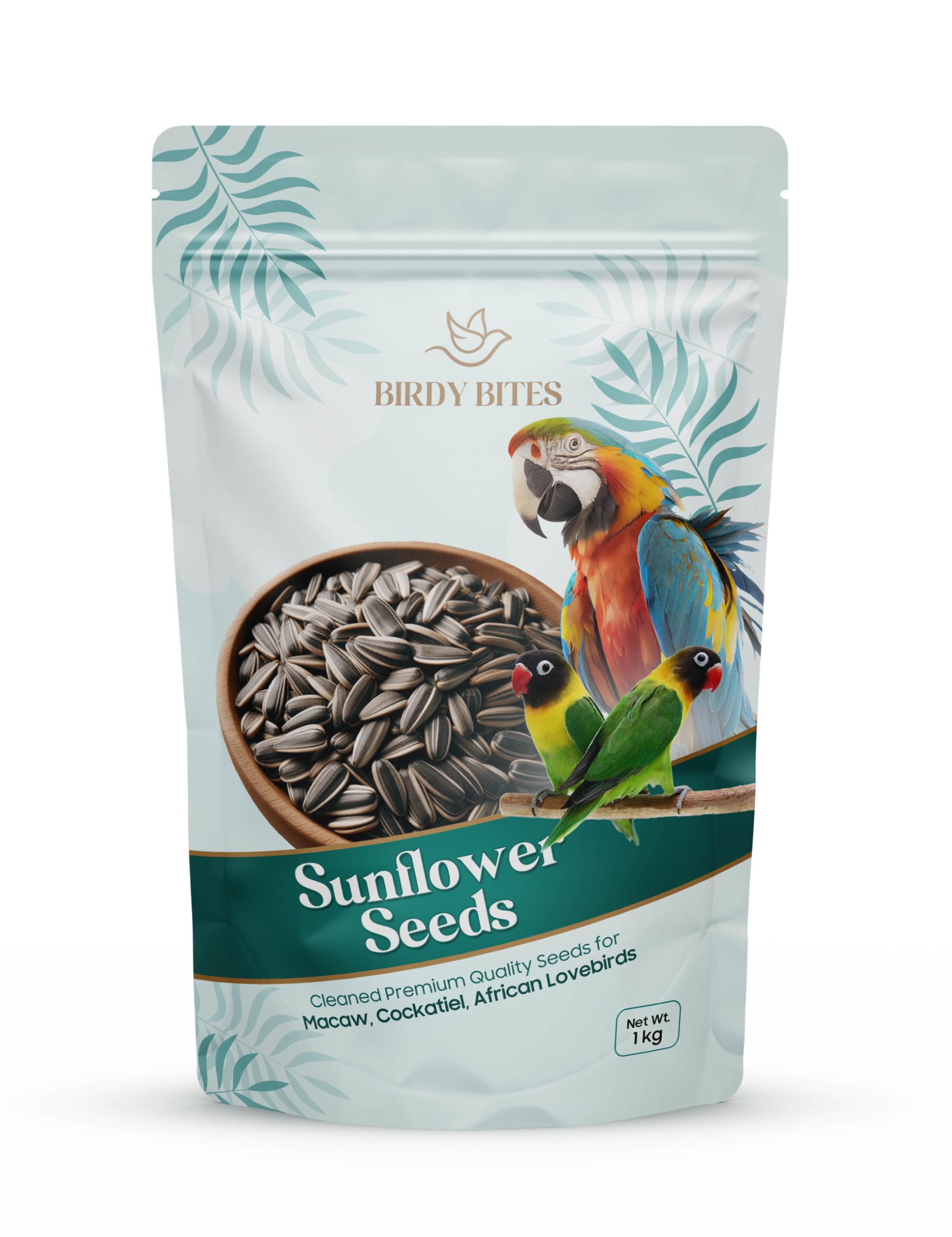 BIRDY BITES Striped Premium Sunflower Seeds for Birds 1000 Gm Bird Food for Cockatiels,Lovebirds, Sun Conure, African Grey Parrot, Amazon, Macaws, Cockatoos for All Life Stages 1KG