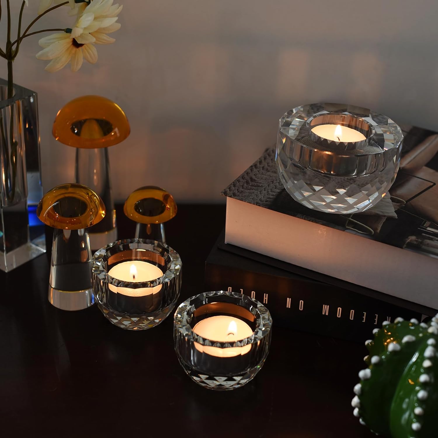 Crystal Tealight Candle Holders, Candlestick Holders for Wedding Centerpieces, Christmas Decor, Party Decorations, Home Table Accessories (2pcs) - Image 4