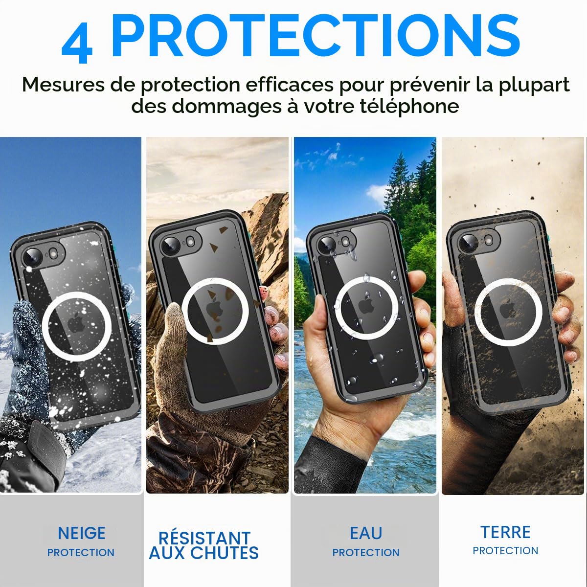 AICase Coque étanche pour iPhone 16e/iPhone 17e, MagSafe, résistante à la Neige et à la poussière, certifiée IP68, Protection 360°, pour iPhone 16e 2025/iPhone 17e 2026 de 6,1"
