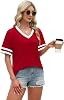 Camisetas de Mujer WIHOLL de Corte Holgado, Manga Corta, Escote en V, con Bloques de Color, Moda 2026, Tallas S-4XL 7