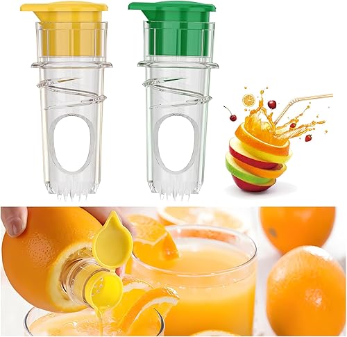 Mini exprimidor de limón, exprimidor de limón con tapa de rosca, exprimidor manual portátil de lima con filtro integrado, prensa de cítricos naranja