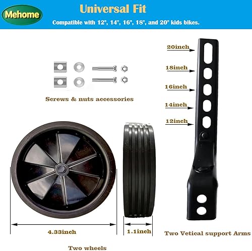 Miniatura 2 de Mehome Ruedas de entrenamiento de bicicleta traseras resistentes con estabilizadores Kit montado para bicicleta de 1214161820 pulgadas