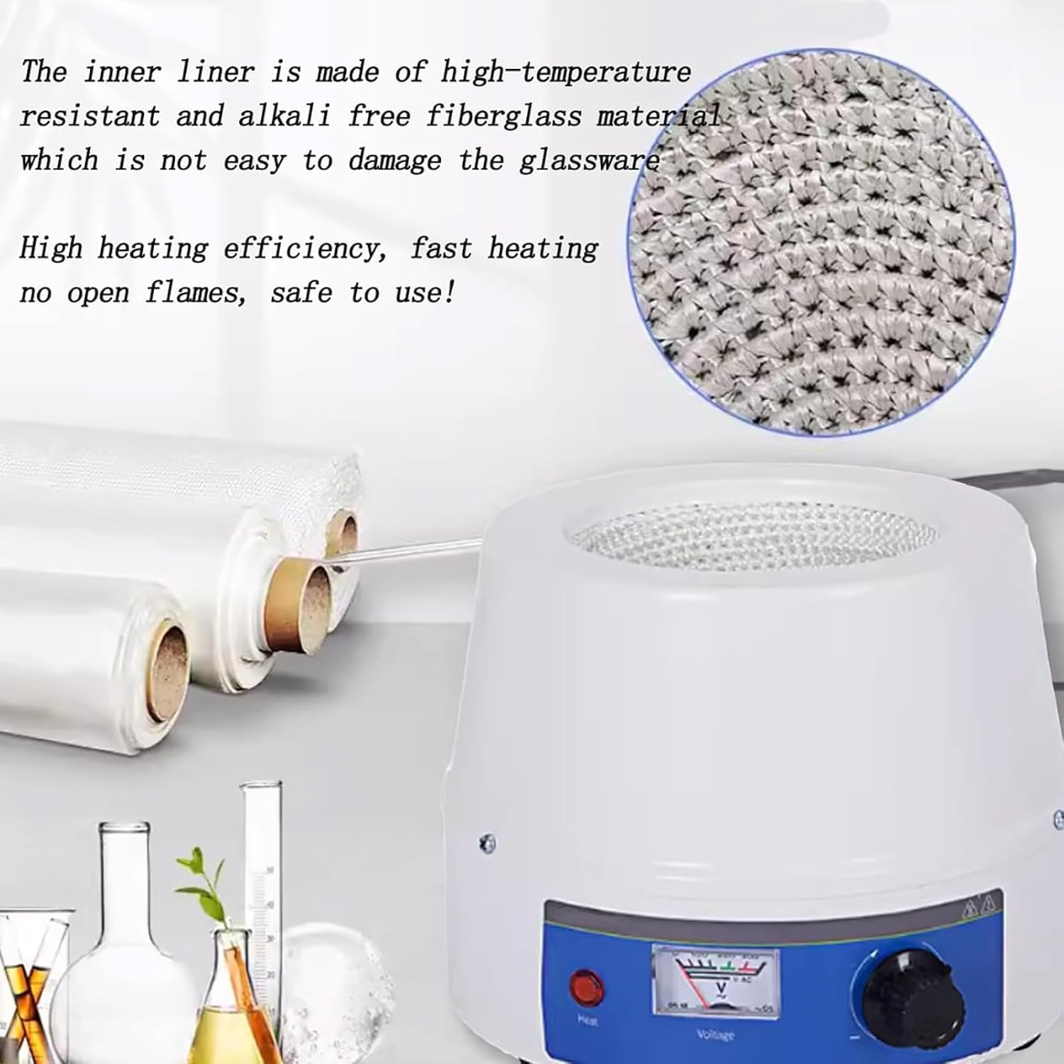 Agitador magnético, Mezclador magnético, Manta calefactora eléctrica termostática de Laboratorio con Calentamiento eficiente de líquidos hasta 380 ℃, Ideal para matraces de 1000 ml.