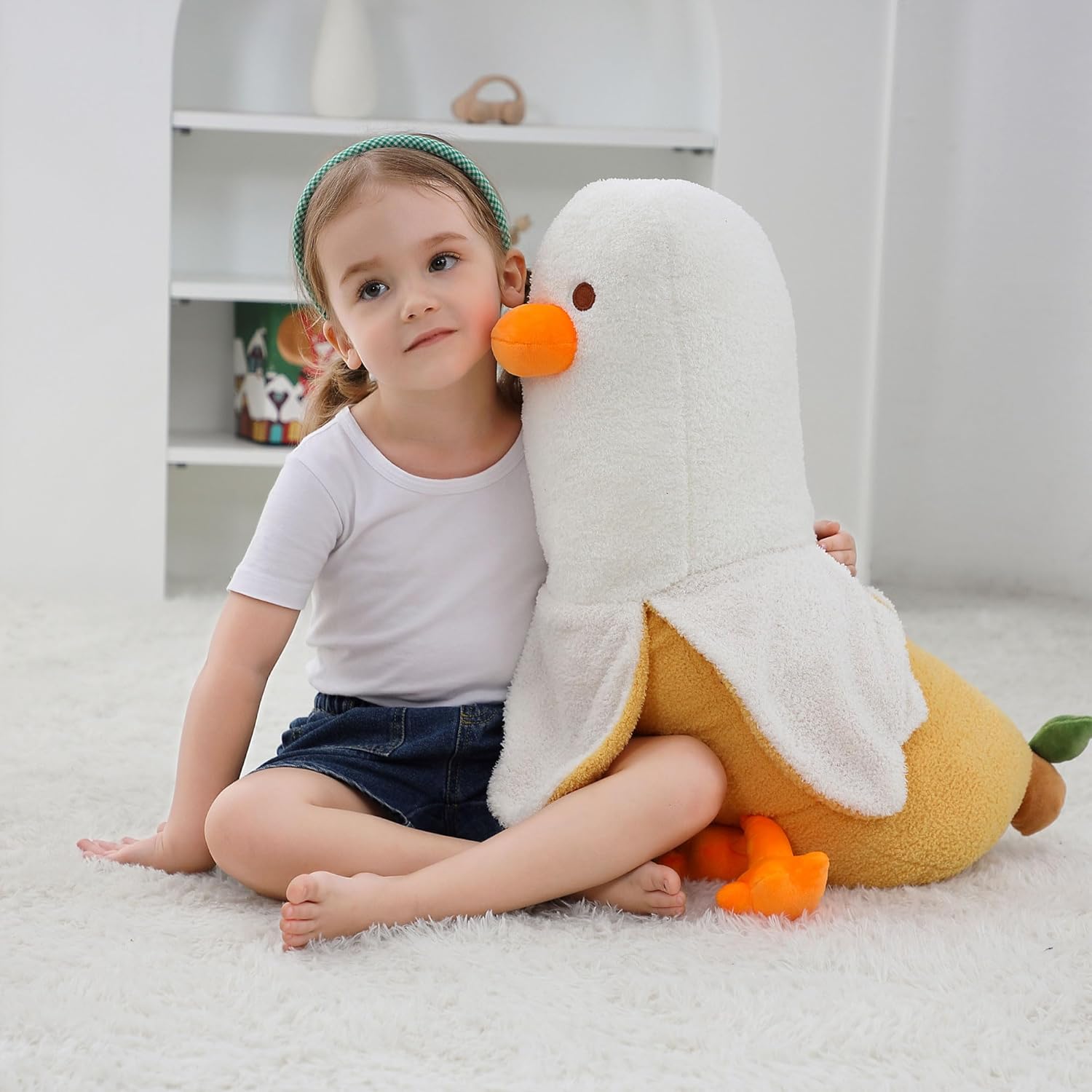 OurHonor 19.6" Banana Duck Plush, Duck Stuffed Animal, Cute Banana Plushie Pillow Gift for Girls Boys Girlfriend Adults Kawaii Room Decor Bananaduck-19.7"
