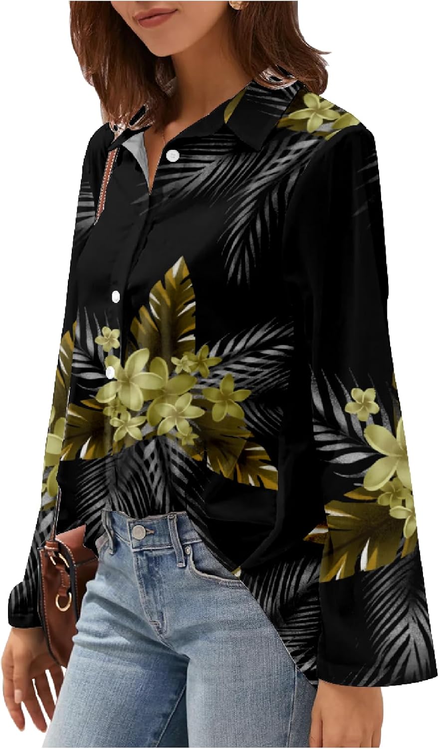 Beach Vacation Blouses for Women Printed Vintage Botton Down V Neck Comfort Casual Trendy Oversized Boho Tops - Image 3