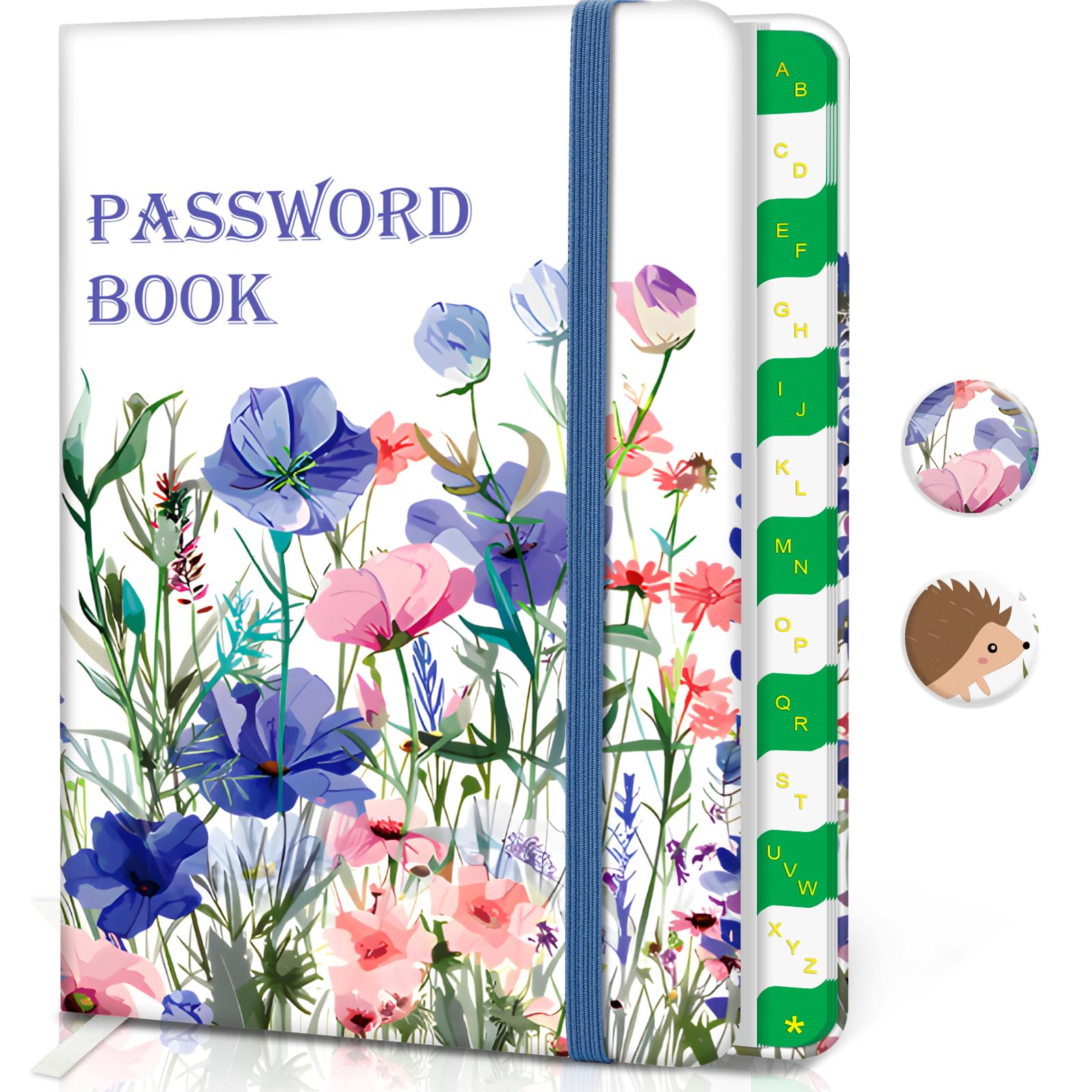 BLESWIN Password Book with Alphabetical tabs, Hardcover Small Password Books for Seniors, Internet Password Logbook Journal Website Address Login, Perfect Pocket Size Password Keeper –floral