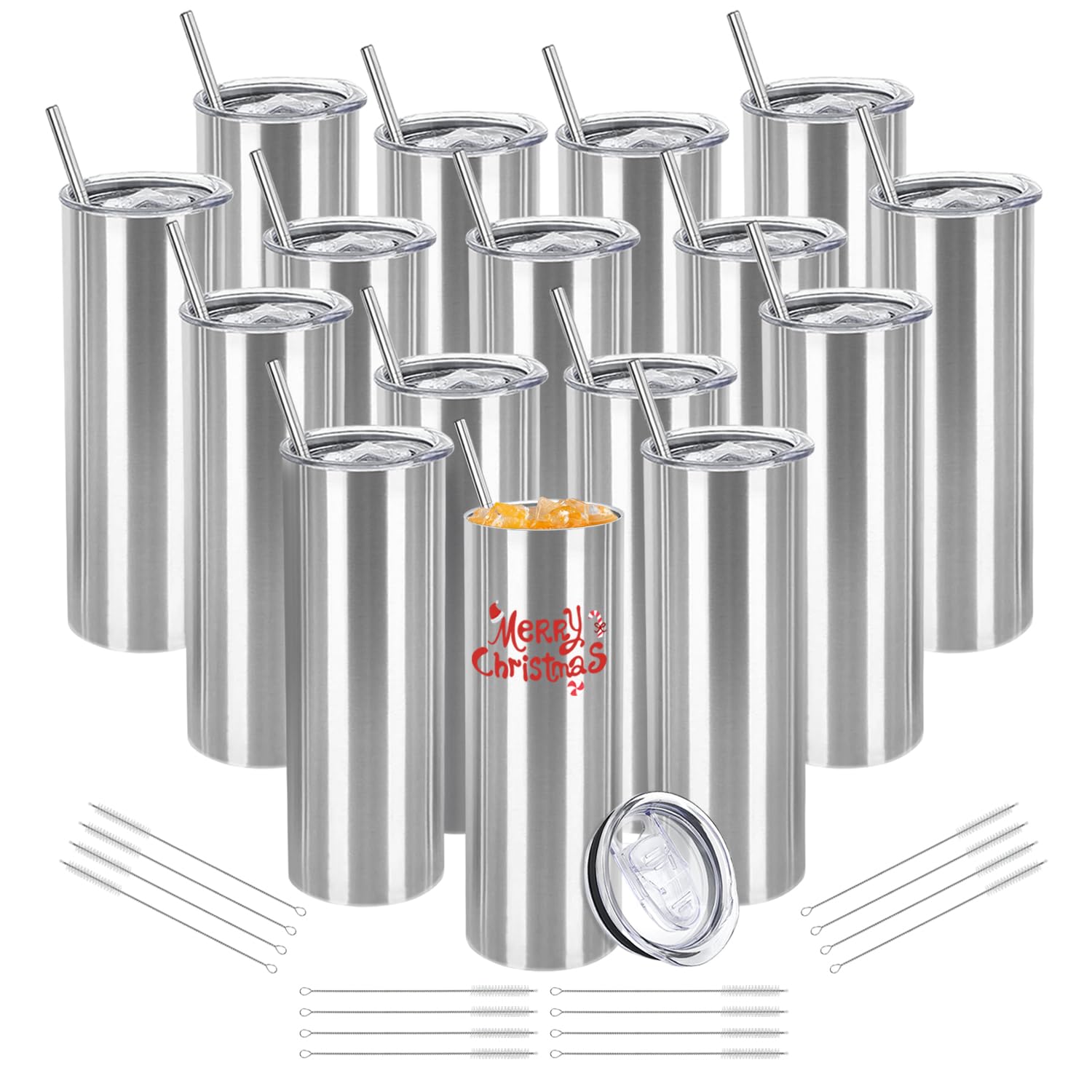 YOUKE OLA 16 Pack Stainless Steel Tumblers
