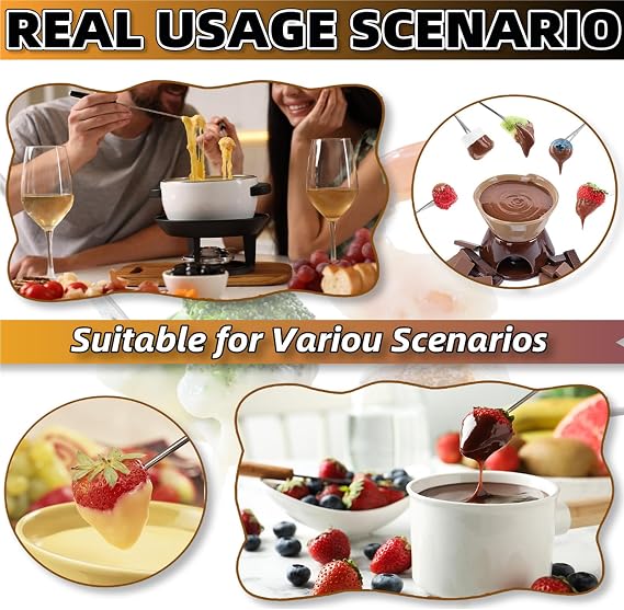 6Pcs Stainless Steel Fondue Forks 9.1 Fondue Sticks Fondue Cheese with Heat Resistant Handle Color Fondue Set for Grill Cake Chocolate Meat Fruits Cheese Fondue Fountain Roast Marshmallows Dessert