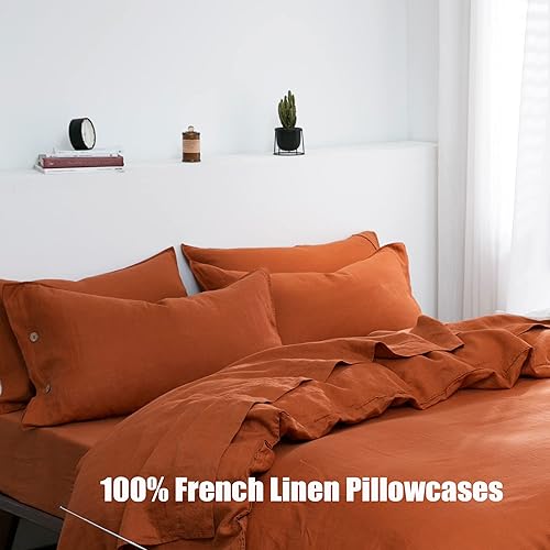 Miniatura 72 de S VICTORY SYMBOL 100% Organic Linen Pillowcases 20"x30" Set of 2,French Natural Flax Soft Durable Pillowshams Sandy Beige,Standard