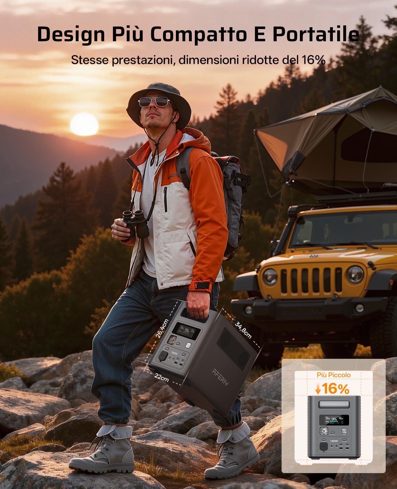 AFERIY Centrale Elettrica Portatile 1800 W Generatore Corrente Solare 1024 Wh Generatori Solari Batteria LiFePO4 Portable Power Station Ricarica Rapida In 1 Ora Per Casa Viaggi Campeggio