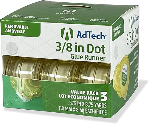 Miniatura 3 de AdTech Alfombra de pegamento de puntos adhesivos extraíbles, transparente, 0.375 pulgadas, paquete de 3