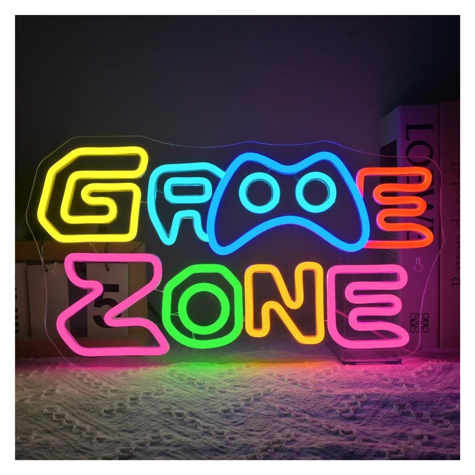 SHOUXI Sign Lamp Game Zone Neon Sign Colorful Light Dimmable USB Powered for Game Room Boys Room Bedroom Wall Decor 42cmx32cm