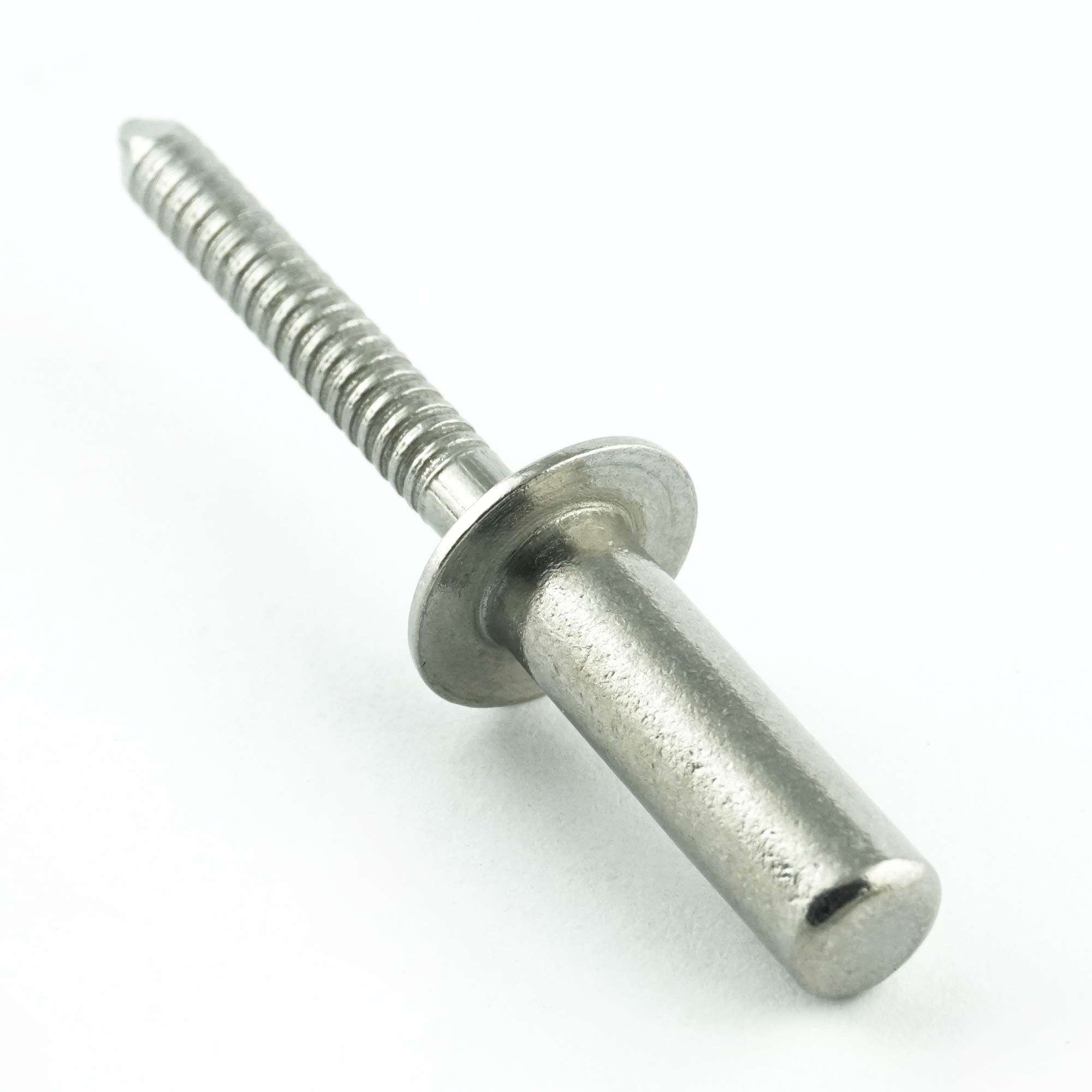 4,8 x 12 mm Dichtblindniet (100 Stück) - mit Flachkopf - Popnieten DIN 7337 - ISO 16585 - Niet - Edelstahl A2 V2A - rostfrei