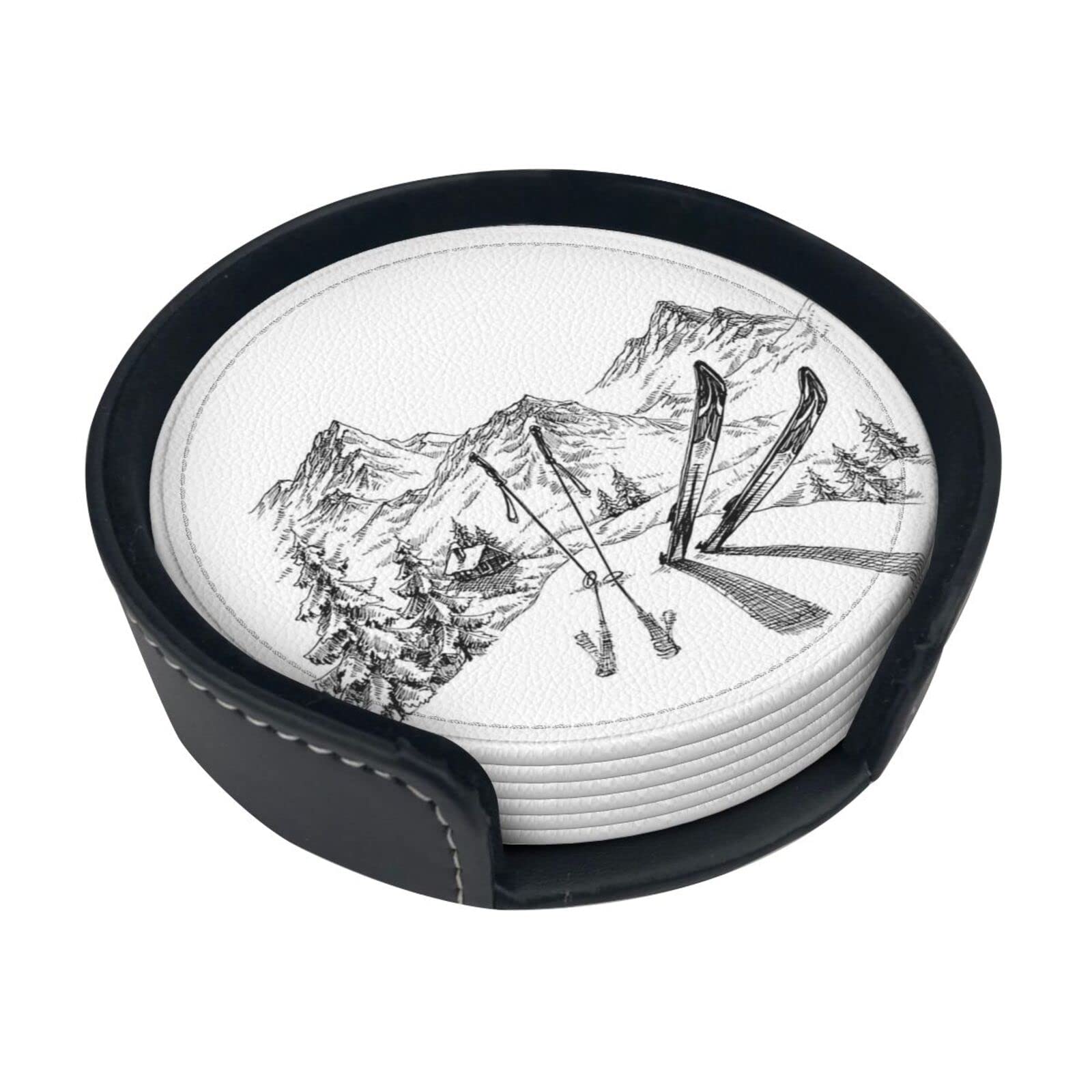 Dessous de verre ski en cuir pour vos apéritifs au chalet