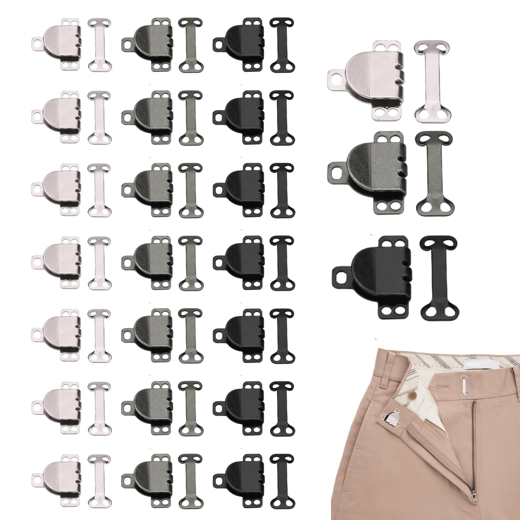 Ganci E Barre Per Pantaloni Non Cuciti - Metallo Argento 8mm, Lotto Per Gonne E Pantaloni